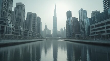 Fototapeta premium Modern Cityscape with Reflection in Water