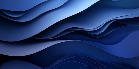 Fototapeta premium Abstract blue background with flowing, layered, and wavy shapes.