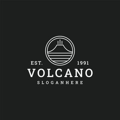 Volcano logo vector hipster vintage icon illustration