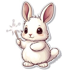 Fototapeta premium Cute Bunny with Magic Wand Sticker Design