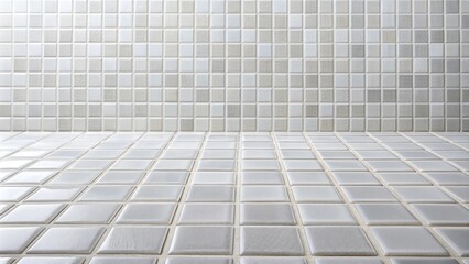 White and light grey ceramic tile texture square pattern mosaic background Low Angle