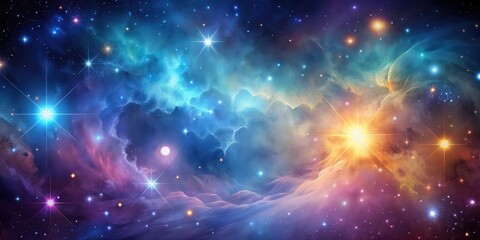 Fototapeta premium A Cosmic Dance of Nebulae and Stars, Where Celestial Bodies Intertwine in a Symphony of Light and Color