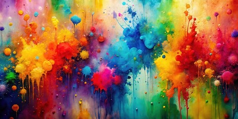 Fototapeta premium A Vibrant Abstract Painting of Splashes of Color in Various Shades and Hues, Creating a Dynamic and Energetic Visual Experience