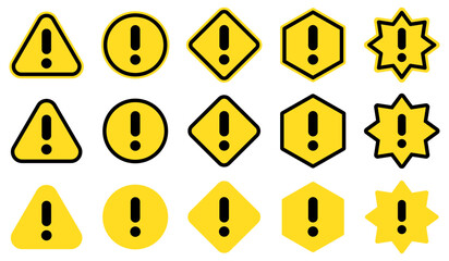 様々なパターンの注意風マークのベクターイラストセット