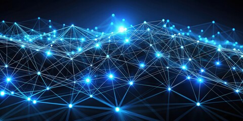 Fototapeta premium Abstract Digital Network with Illuminated Nodes and Connecting Lines