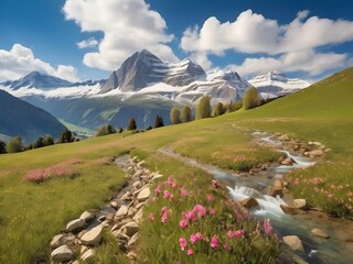 Fototapeta premium alpine meadow in the mountains