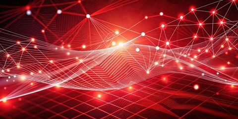 A Crimson Abstract Background with Intertwined Lines and Glowing Circles, Representing Connectivity and Digital Networks