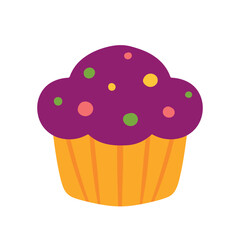 Cute Halloween Sweet Cupcake Snack Food Dessert Cartoon Doodle Vector Illustration