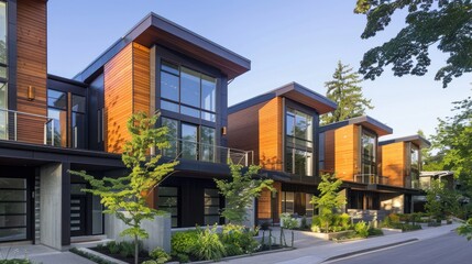 Modern Townhouses with Wooden Facades