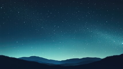 Night sky filled with stars, silhouetted mountains beneath serene cosmic scene
