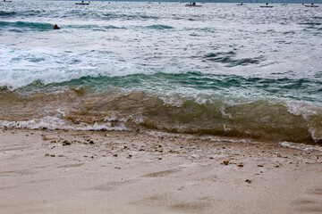 View of the waves washing the beach