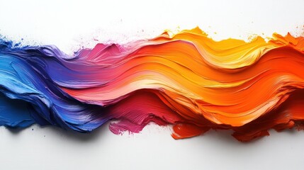 A abstract brushstrokes in bold, bright colors blending together on a white background.