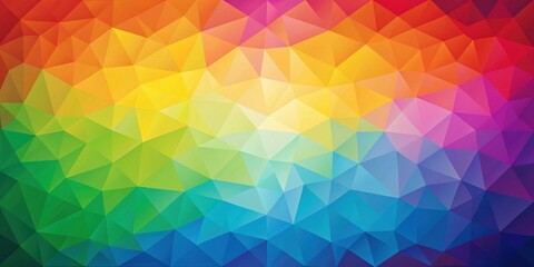 Obraz premium Abstract Colorful Triangular Mosaic Pattern, a Gradient of Vibrant Hues From Red to Purple, Forming a Geometric Design