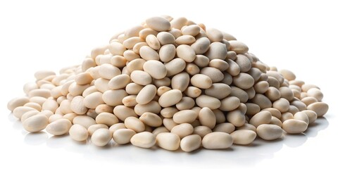 Fototapeta premium White beans arranged to create a forced perspective illusion on a white background