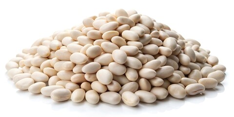 Fototapeta premium White beans on white background with forced perspective