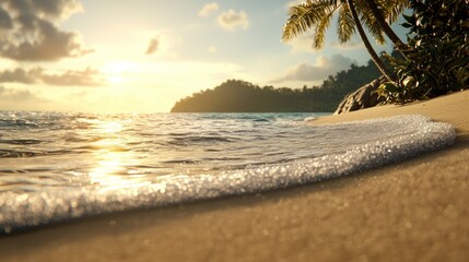 Fototapeta premium Expansive coastal nature reserve capturing the tranquility of serene waters and lush tropical landscape views