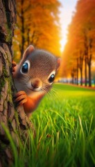 Fototapeta premium Eichhörnchen hintern Baum