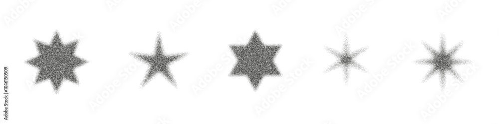 Wall mural halftone star with dot gradient and burst effect. grainy noise pattern creates abstract figure. flat