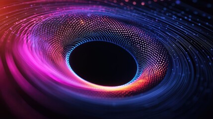 A mesmerizing abstract image of a swirling vortex in vibrant colors against a dark background.
