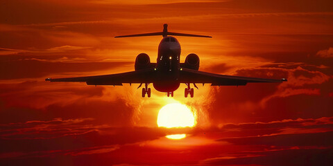 sunset over the city, Commercial Plane in Flight Above Clouds
Jet Airliner Soaring in the Sky, 