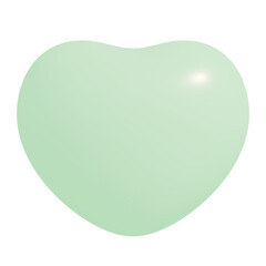 3d icon, 3d illustration, cute heart, light green color,  transparent background, y2k, playful and fun-loving design