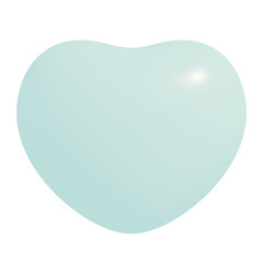 3d icon, 3d illustration, cute heart, pale blue lily color,  transparent background, y2k, playful and fun-loving design