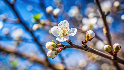 white blossom bud on tree branch