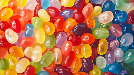 Burst of Color: Assorted Jelly Beans Top View - A Flavorful Explosion of Imagination, Joy, and Sweetness