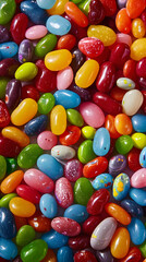 Burst of Color: Assorted Jelly Beans Top View - A Flavorful Explosion of Imagination, Joy, and Sweetness