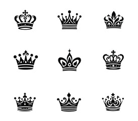 Vector crown logo set. kings crown vector logo collection. Modern element sign template. icon set