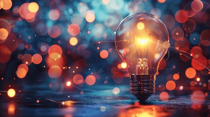 Light bulb with digital network connection background representing innovation and creativity in business