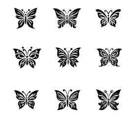 Set of a butterfly logo design. Butterfly symbol collection. Creative abstract butterfly template