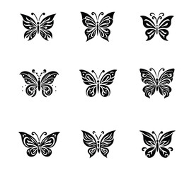 Set of a butterfly logo design. Butterfly symbol collection. Creative abstract butterfly template