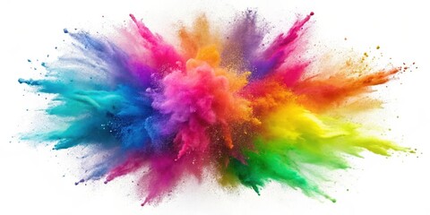 Fototapeta premium A vibrant explosion of colored powder creates a breathtaking display of colors against a white background.