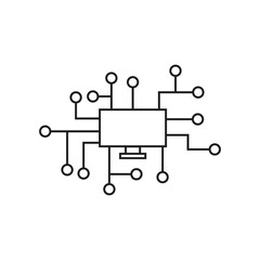 Illustration computer with circuit line stroke and blank background
