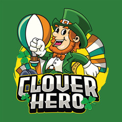 Saint Patrick Day Gnome with Ireland Colors Retro Cartoon Mascot Character Groovy Vintage Style for poster, flyer, brochure, invitation, greeting card, banner
