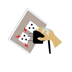 wet hand with electrical plug, electrical hazard