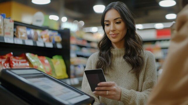 In-store mobile payment transaction, highlighting the convenience of cashless checkout