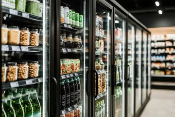 Fototapeta premium Modern Freezer Section in Futuristic Supermarket