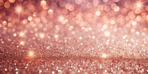 Abstract Sparkling Background with Shimmering Rose Gold Glitter and Softly Defocused Lights