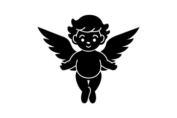 cupid cute character vector. Suitable for tattoo art.