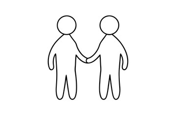 One line drawn holding hands. Saint Valentine's day vector set. 