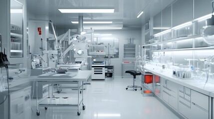 Obraz premium Cutting edge medical research laboratory with an array of sophisticated equipment and diagnostic tools for scientific experiments analysis and healthcare advancements