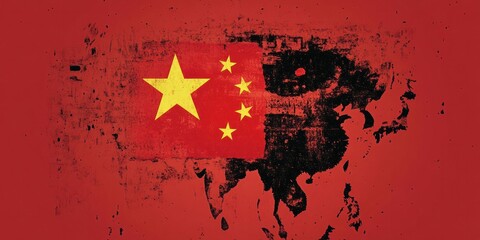 Visualization of China economy integrating financial charts with flag symbolism