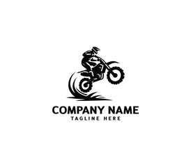 Vector a man Motocross jumping logo. motocross silhouette logo. Design elements for logo template