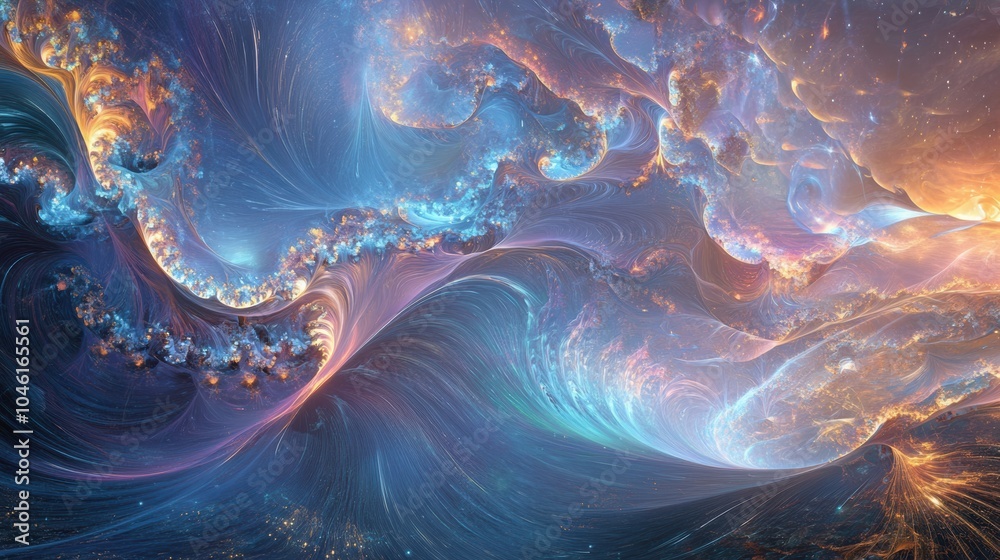Fototapete Swirling colors and intricate patterns create a mesmerizing cosmic landscape filled with vibrant hues and dynamic motion. Generative AI