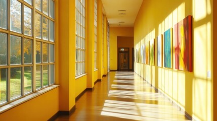 Fototapeta premium Sunlit Gallery Corridor