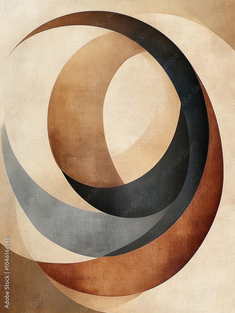Poster The artwork features dynamic, swirling shapes reminiscent of tea, all set against soft, natural hues that create a calming atmosphere. Generative AI