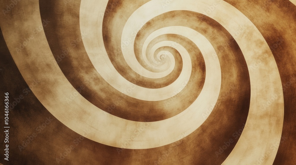 Poster swirling forms in muted natural tones evoke a calming atmosphere, resembling tea being stirred gentl
