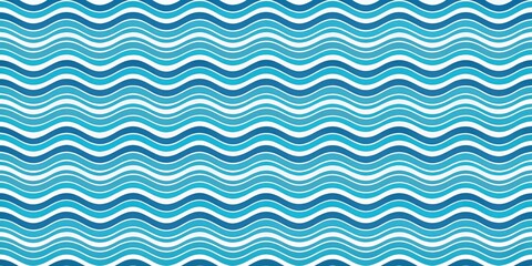Abstract Wavy Seamless Pattern in Blue Tones with White Lines